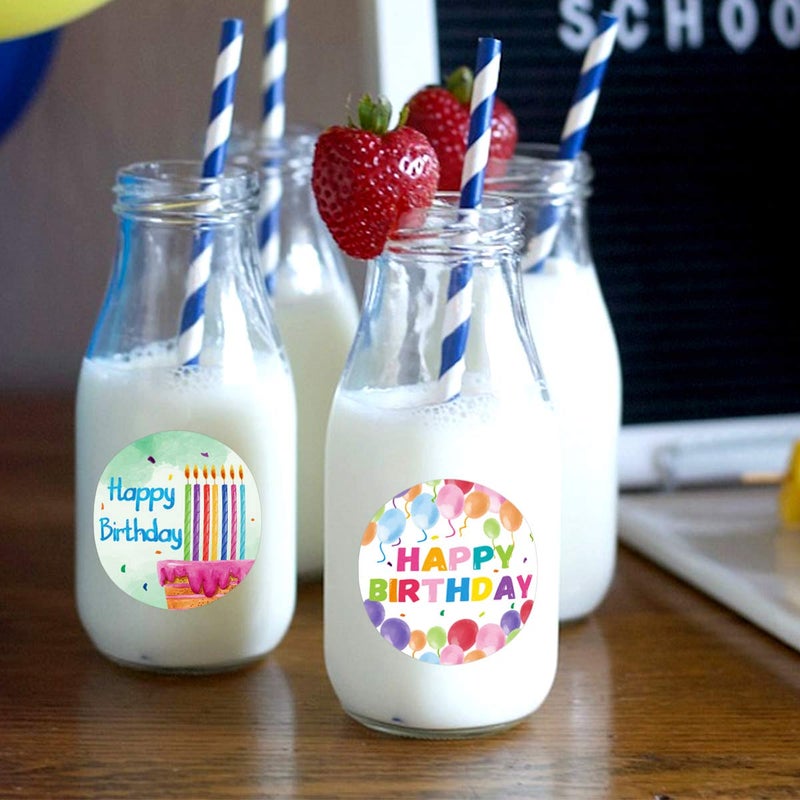 Fancy Land Watercolor Happy Birthday Stickers Perforated 500 Pcs Per Roll for Kids Party Decoration 1.5 Inches Round - Image 5